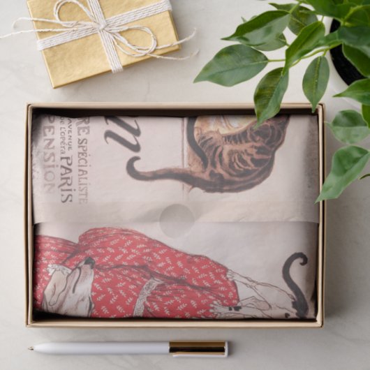 Clinique Cheron Dog Cat Steinlen Poster Tissuepapier (Geschenk)