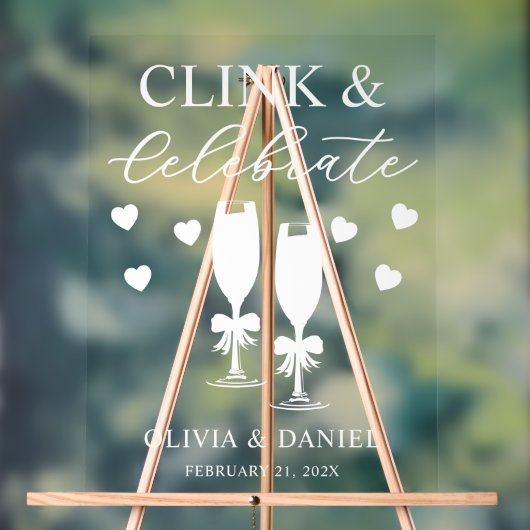 Clink & Celebrate Wedding Reception Acryl Bord (Neutraal)