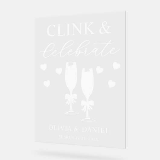 Clink & Celebrate Wedding Reception Acryl Bord (Hoek)