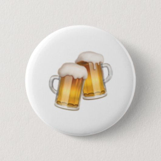 Clinking Beer Mokken - Emoji Ronde Button 5,7 Cm (Voorkant)
