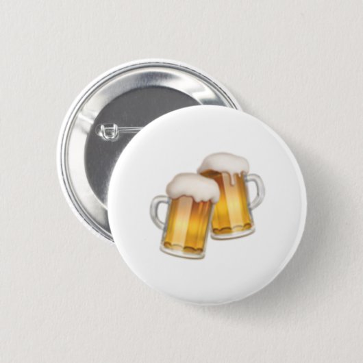 Clinking Beer Mokken - Emoji Ronde Button 5,7 Cm (Voorkant /achterkant)
