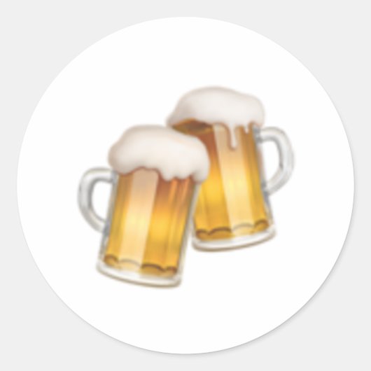 Clinking Beer Mokken - Emoji Ronde Sticker (Voorkant)
