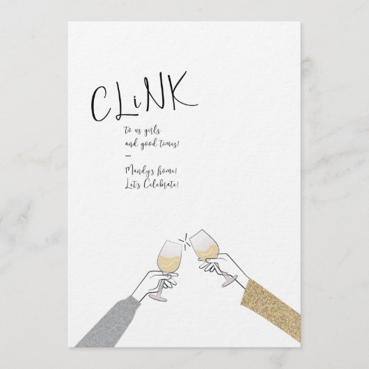Clinking Glasses Girl's Party Kaart (Voorkant)