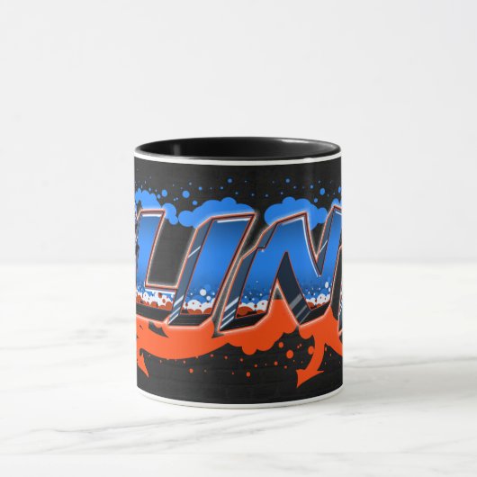 Clint Vorname Name Graffiti blue orange Tasse Mok (Midden)