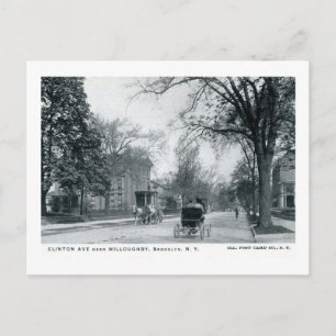Clinton Ave., Mansions, Vintage van Brooklyn Briefkaart