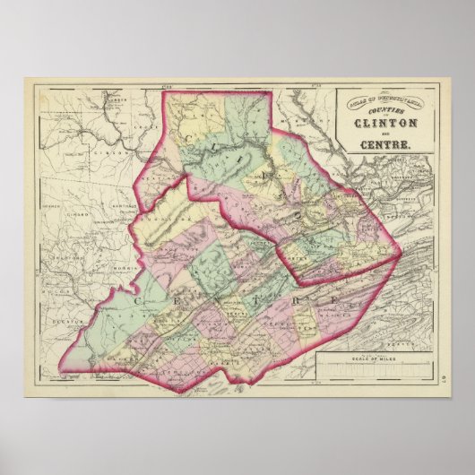 Clinton, centrumgraafschappen poster (Voorkant)