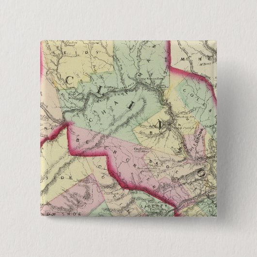 Clinton, centrumgraafschappen vierkante button 5,1 cm (Voorkant)