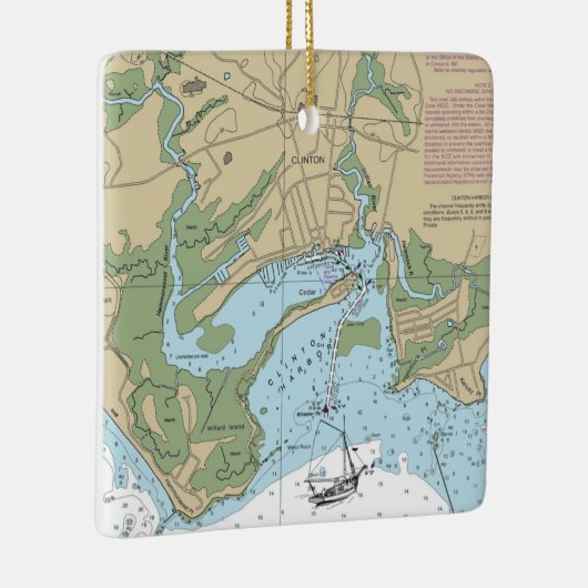 Clinton CT Nautical Chart Keramisch Ornament (Rechts)