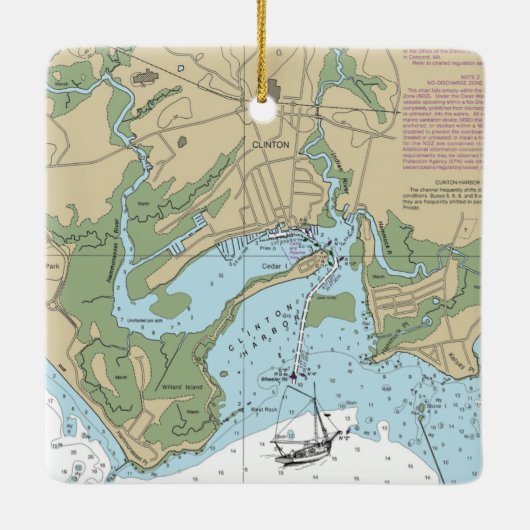 Clinton CT Nautical Chart Keramisch Ornament (Achterkant)