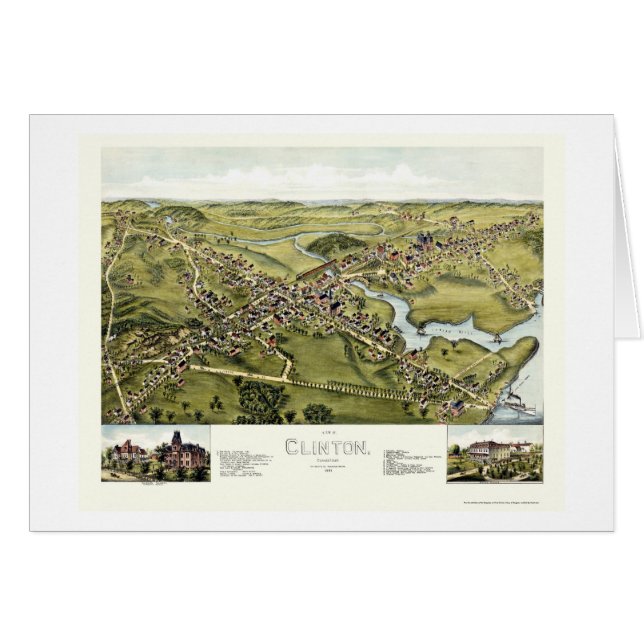 Clinton, CT Panoramic Map - 1881 (Voorkant Horizontaal)