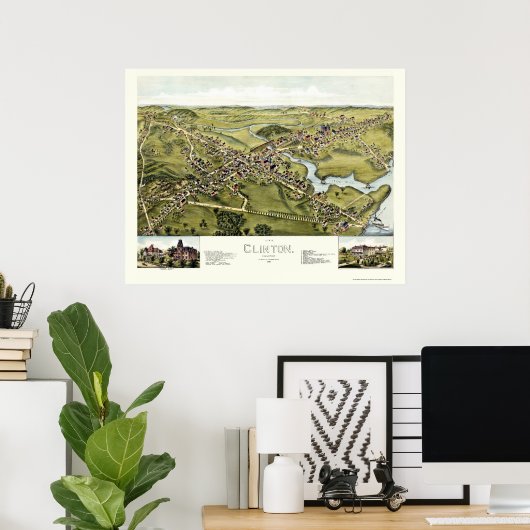 Clinton, CT Panoramic Map - 1881 Poster (Thuiskantoor)