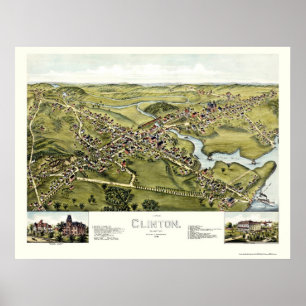 Clinton, CT Panoramic Map - 1881 Poster
