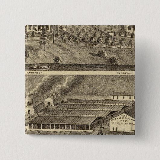 Clinton Fire Brick Works Anderson's landing Vierkante Button 5,1 Cm (Voorkant)