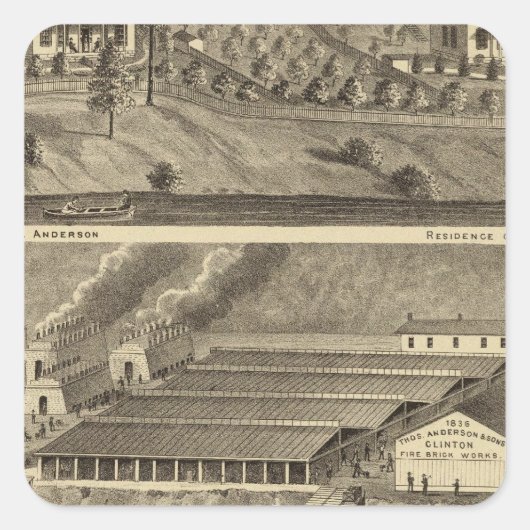 Clinton Fire Brick Works Anderson's landing Vierkante Sticker (Voorkant)