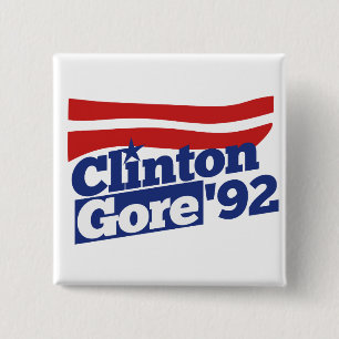Clinton Gore 92 retro 90s bill clinton al gore Vierkante Button 5,1 Cm