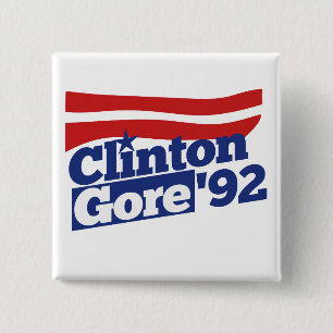 Clinton Gore 92 retro 90s bill clinton al gore Vierkante Button 5,1 Cm
