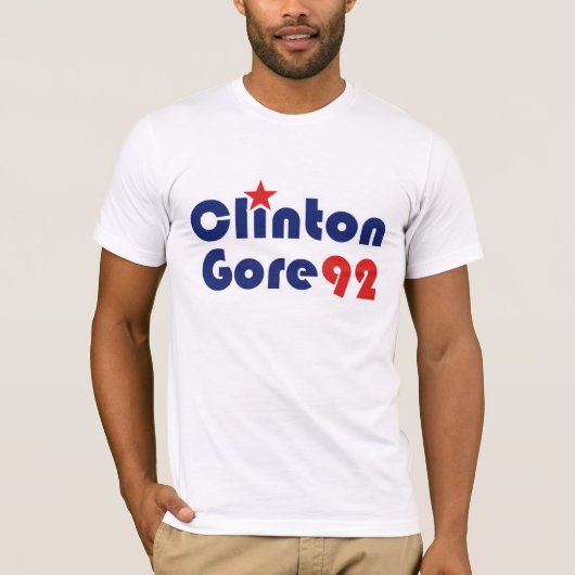 Clinton Gore 92 Retro Democraat T-shirt (Voorkant)