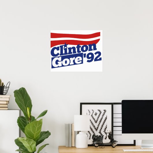 Clinton Gore 92 retro politiek Poster (Thuiskantoor)