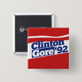 Clinton Gore 92 Vierkante Button 5,1 Cm (Voorkant /achterkant)