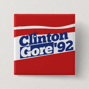 Clinton Gore 92 Vierkante Button 5,1 Cm