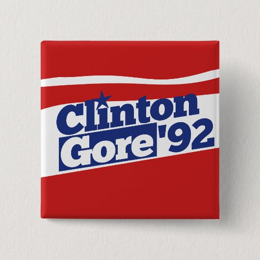 Clinton Gore 92 Vierkante Button 5,1 Cm (Voorkant)