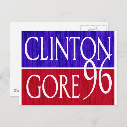 Clinton Gore 96 Afgesteld ontwerp Briefkaart (Voorkant / Achterkant)
