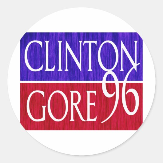 Clinton Gore 96 Afgesteld ontwerp Ronde Sticker (Voorkant)
