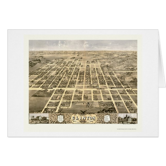 Clinton, IL Panoramic Map - 1869 (Voorkant Horizontaal)