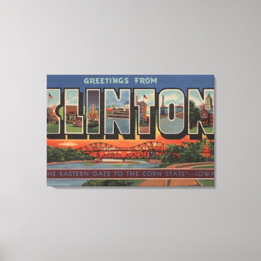Clinton, IowaLarge Letter ScenesClinton, IA Canvas Afdruk (Voorkant)