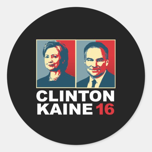 Clinton Kaine 16 - Posterized — Ronde Sticker (Voorkant)