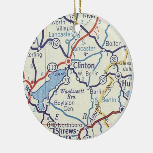 Clinton MA  Map Keramisch Ornament (Links)