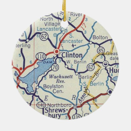 Clinton MA  Map Keramisch Ornament (Achterkant)