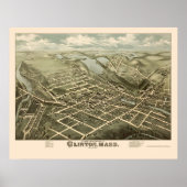 Clinton, MA Panoramic Map - 1876 Poster (Voorkant)