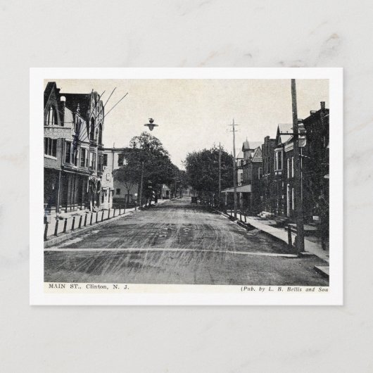 Clinton, New Jersey, Main St, Vintage Briefkaart (Voorkant)
