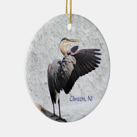 Clinton, NJ Great Blue Heron Keramisch Ornament (Rechts)