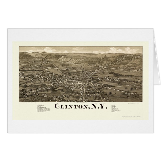 Clinton, NY Panoramic Map - 1885 (Voorkant Horizontaal)