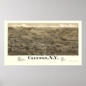 Clinton, NY Panoramic Map - 1885 Poster (Voorkant)