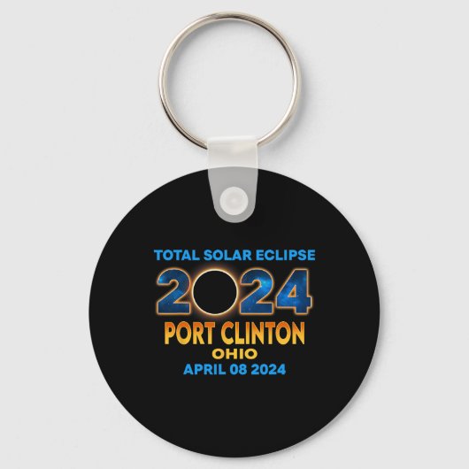 Clinton Ohio Eclipse 2024 totale zonsverduistering Sleutelhanger (Voorkant)