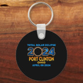 Clinton Ohio Eclipse 2024 totale zonsverduistering Sleutelhanger (Voorkant)