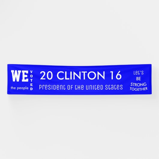 Clinton Popular Vote 2016 President of the USA Spandoek (Horizontaal)