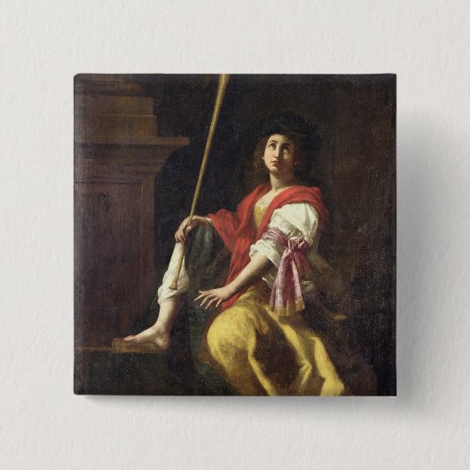 Clio, Muse of History, 1624 Vierkante Button 5,1 Cm (Voorkant)