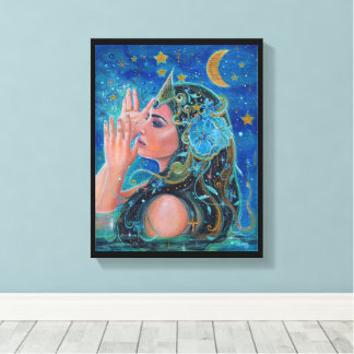 Clio Zeemeermin met gouden accenten van Renee Lavo Canvas Afdruk
