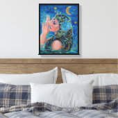 Clio Zeemeermin met gouden accenten van Renee Lavo Canvas Afdruk (Insitu (Slaapkamer))