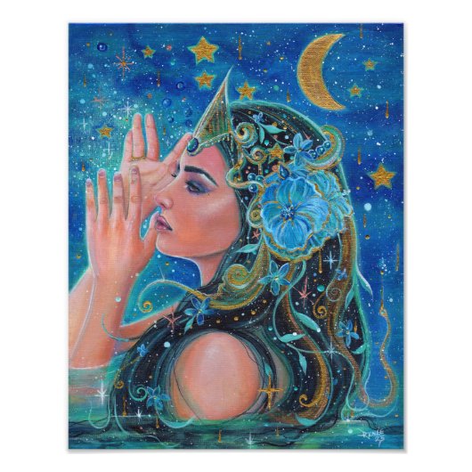 Clio Zeemeermin met gouden accenten van Renee Lavo Foto Afdruk (Voorkant)