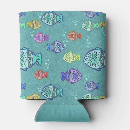 Clip Art Fish Pattern + jouw ideeën Blikjeskoeler (Achterkant)