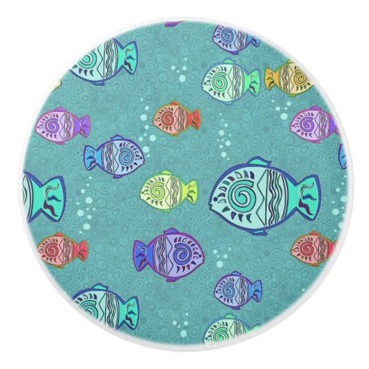Clip Art Fish Pattern + jouw ideeën Keramische Knop (Voorkant)