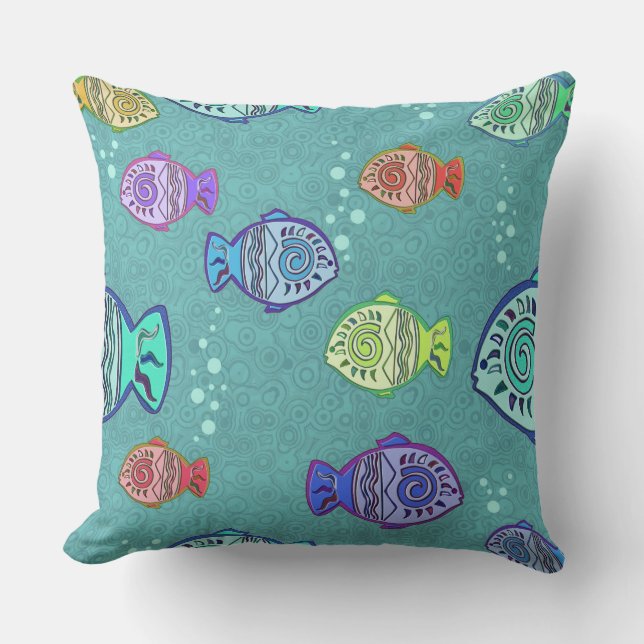 Clip Art Fish Pattern + jouw ideeën Kussen (Voorkant)