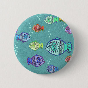 Clip Art Fish Pattern + jouw ideeën Ronde Button 5,7 Cm