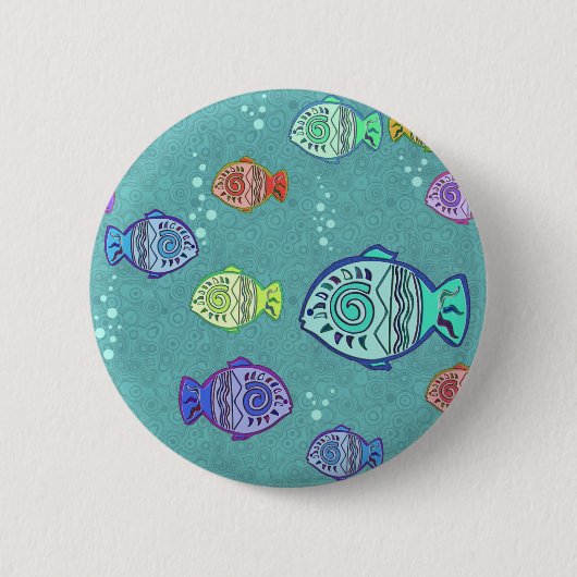 Clip Art Fish Pattern + jouw ideeën Ronde Button 5,7 Cm (Voorkant)