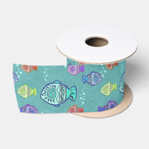 Clip Art Fish Pattern + jouw ideeën Satijnen Lint